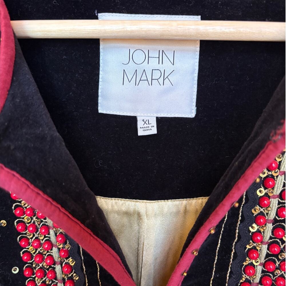 John Mark Embellished Floral Beaded Velvet Jacket Boho Festival Art to Wear XL - Picture 4 of 16